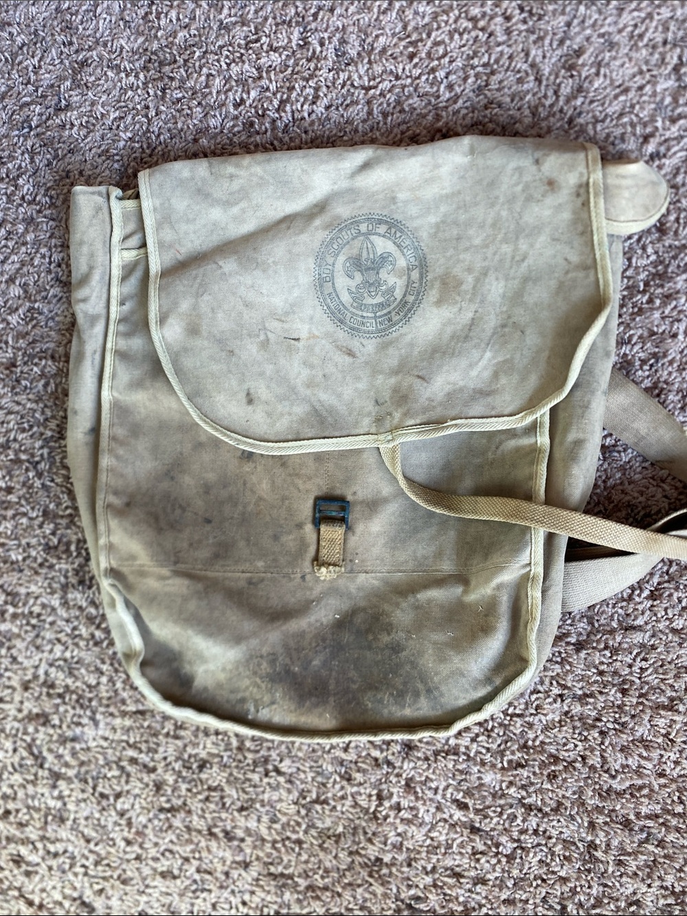 Canvas Scout-Style Backpack in Beige